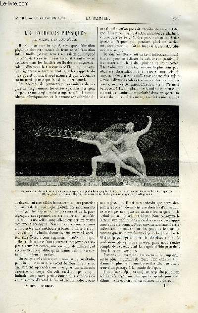 La nature n 906 - Les exercices physiques par Georges Dementy, L'artillerie de marine de 1855 a 1889 par L. Renard, Le jeu des couleurs, Les araignes par Flix Hment, La taille des silex par G. Belot, Un nouveau dynamomtre