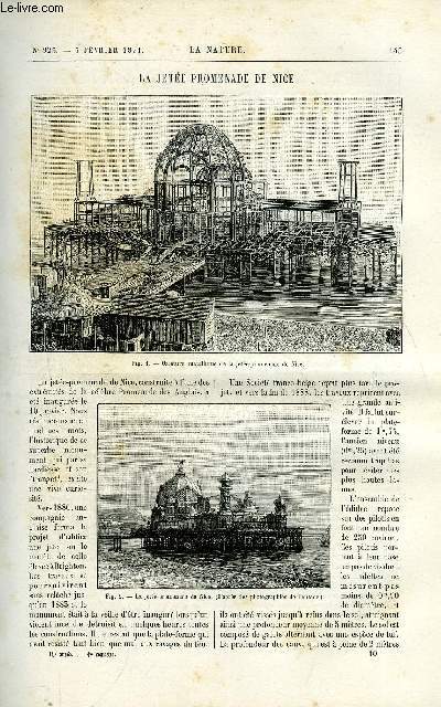 La nature n 923 - La jete promenade de Nice par G. Mayrargue, Les races de chiens par P. Mgnin, Voyage dans l'asie centrale par Gaston Tissandier, La rupture des embacles par les explosifs