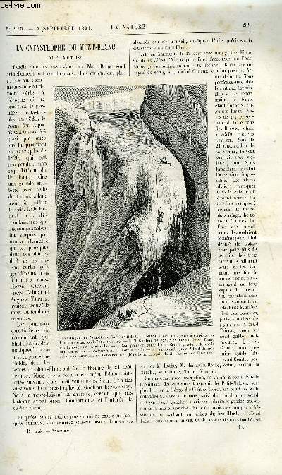 La nature n 953 - La catastrophe du mont blanc du 21 aout 1891, Vlocipdie par Arthur Good, La Seine par Yves Gudon, Les automates, Le ferment nitrique par A. Hbert, Un tornado aux Etats Unis