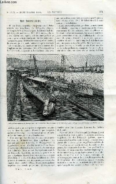 La nature n 1113 - Nos torpilleurs. Les incorrections du langage scientifique. L'intensit de la pesanteur et les mesures du commandant Defforges avec gravures dans le texte. La chronophotographie d'amateur et le portrait vivant illustr d'une page