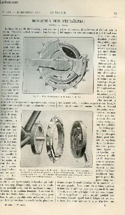 La nature n 1178 - Bicyclette  frein d'entranement (Hospitalier - concentration de l'acide sulfurique (Hebertr) - la puissance d'un canon - ventilation  eau - filtre industriel au papier (Marchal) - le rendement des stations centrales d'lectricit