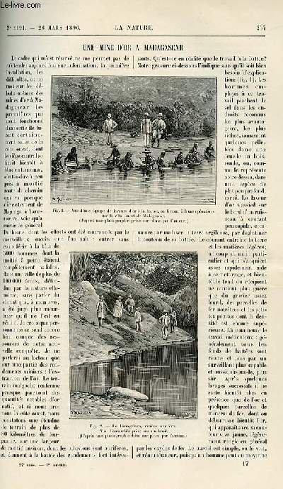 La nature n 1191 - Une Mine d'or a Madagascar par G. Chapin - Siout, son commerce avec le Soudan par H.D - La Gographie Physique par M. Boule - Les Voyages de M Albert Tissandier par Gaston Tissandier - Le Gaz D'Eclairage et les tubes de caoutchouc