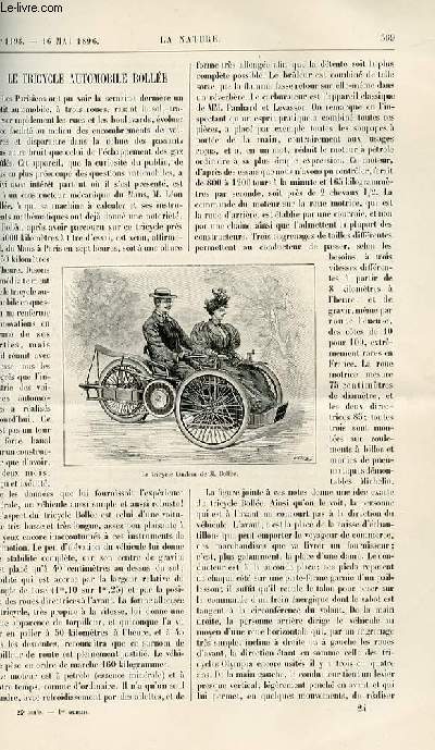 La nature n° 1198 - Le Tricycle automobile Bollée par L. Baudry d - Afbeelding 1 van 1