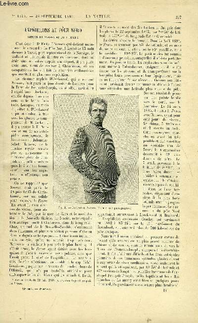 La nature n 1217 - Expditions au ple nord - le gaz actylne pour la force motrice- la palontologie philosophique - la bibliothque du prince Roland Bonaparte - l'industrie mtallurgique en Russie - la photographie de l'invisible - le tombeau des 7