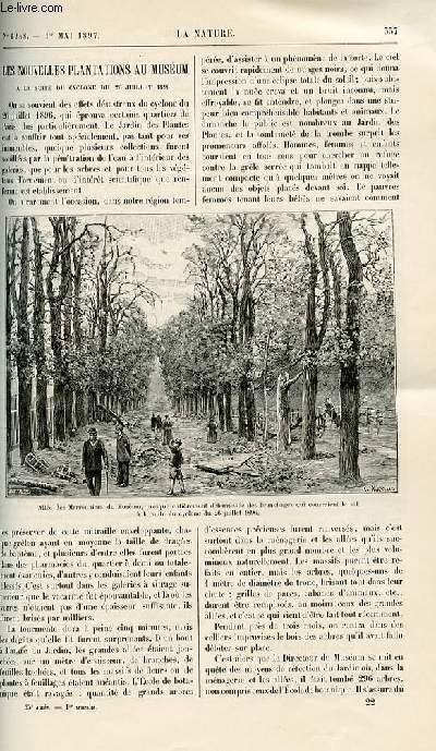La nature n 1248 - Les nouvelles plantations au musum,  la suite du cyclone du 26 juillet 1896. les calorifres et leurs dangers. La vitesse des trains de luxe en Europe. La division dcimale des units d'angle et de temps. Le bambou dans les charpente