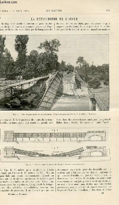 La nature n 1262 - La catastrophe de l'Adour - un moyen de culture du cresson - les rayons X et les mtaux - l'heure dcimale - la soie remplace par le coton - le traitement du coup de chaleur - observatoire de l'Etna - pour monter les ctes