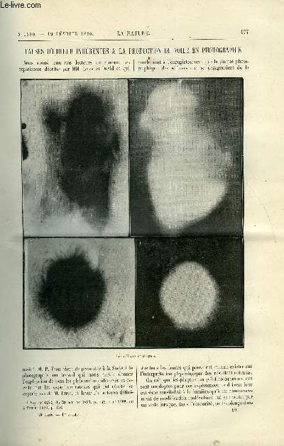 La nature n 1290 - Causes d'erreurs inhrentes  la production du voile en photographie par L. Dubartin avec photos dans le texte. La phonendoscopie avec gravures dans le texte,article par Capitan. Les plantes bulbeuses avec gravures dans le texte
