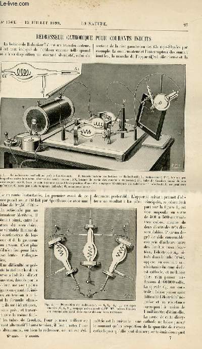 La nature n 1364 - Redresseur cathodique pour courants induits - une nouvelle mesure de l'arc du Prou -la question de l'eau  Paris - sur un phnomne de pseudo-bullition de la poudre de charbon - la grande gare de Lucerne - une ville souterraine