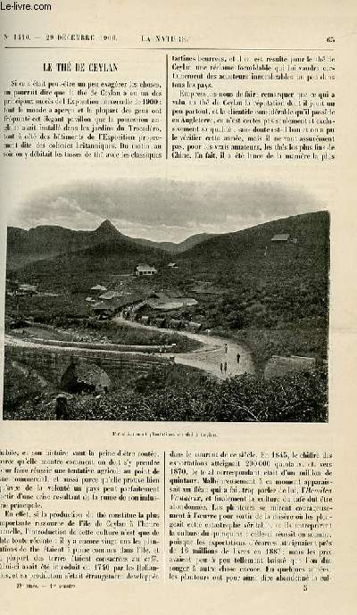 La nature n 1440 - Le th de Ceylan par Pde Mriel - Le Grand Canal de Drainage - Une Curieuse perle fine - le Glacier de tte-rousse par P. Mougin - Le Calendrier - par J.V - Photographie par G. Mareschal - De Morbier A Morez nouvelle ligne