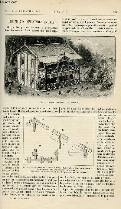 La nature n 1443 - Une Maison dmontable en Bois par A de Cunsha - Le centre du Sommeil par Dr A Cartaz - Photographie chassis photo-tireur par G. Mareschal - Les Nouvelles voitures des chemins de fer de l'ouest par A.R - Le Fabisme par Dr A . C