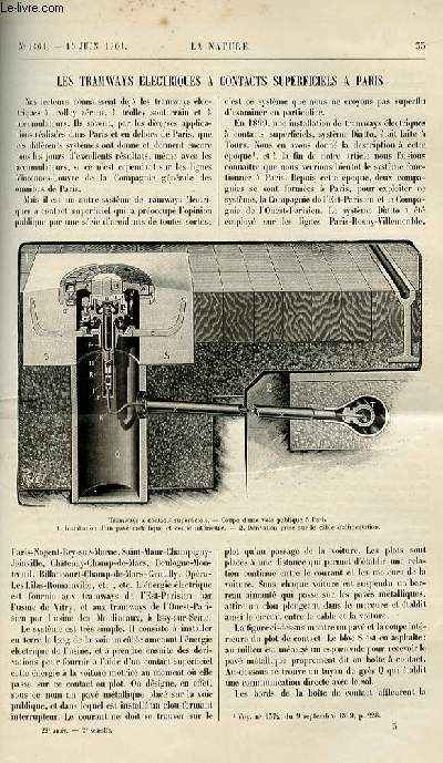 La nature n 1464 - Les Tramways lectriques a contacts superficiels a Paris par J. Laffargue - Les Lacs Reservoirs des Pyrnes - Coefficient de Vigueur par H. De Parville - Les Voitures Electricia - Une Lettre Indite de Vauban - Destruction des Fourmis