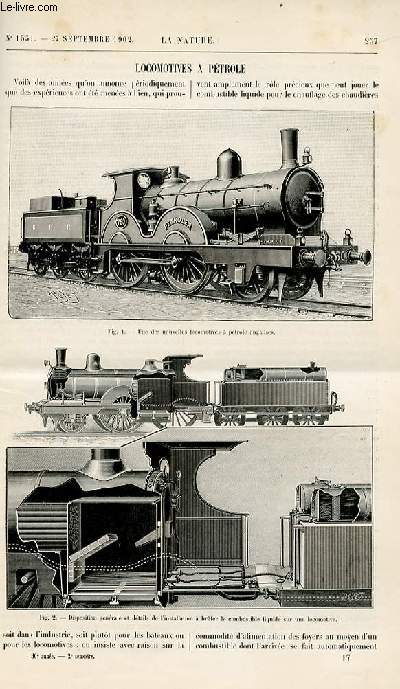 La nature n 1531 - Locomotives  ptrole, l'essaim des Persides et la hauteur des toiles filantes, les ruptions de la Martinique, les saumoneries de l'Alaska, anciennes monnaies d'argent, les bambous, les Hindous du Jardin d'Acclimatation, ventilateur