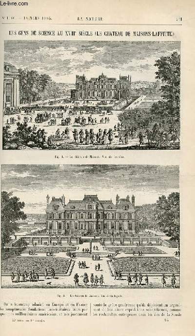 La nature n 1660 - Les Gens de science au XVIII siecle par P.L - La plante Mercure par L Rudaux - La Question des vipres - La Colonisation Russe au Caucasse par E.A Martel - La Jonction des galeires du Simplon - Traction lctrique des trains