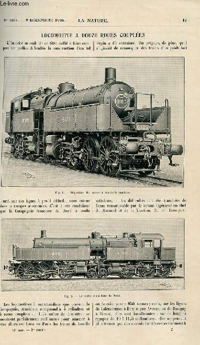 La nature n 1698 - Loco motives a douze roues cuples par D. Bellet - Une Expdition Norvginne a la recherche du passage du Nord Ouest - par CH Rabot - L'espdition de la houille Blanche comestible par M de N - La Deconstruction des abimes Les cavernes