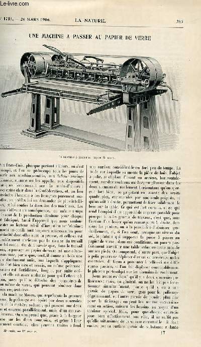 La nature n 1713 - Une Machine a passer le Papier de verre par P de M - La Faune et la flore glacire de la baraque michel par J. Lafitte - Indicateur vibratoire par J. Laffargue - Un Captage Hydrothermal a cestona par L de Launay - Une Intressante