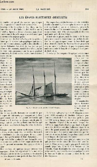 La nature n 1788 - Les paves flottantes (derelicts) par Jourdan, La soudure autogne et le dcoupage des tles par le chalumeau oxhydrique par Fournier, Les animaux propritaires par Blum, Le diamant des Boers par Forbin