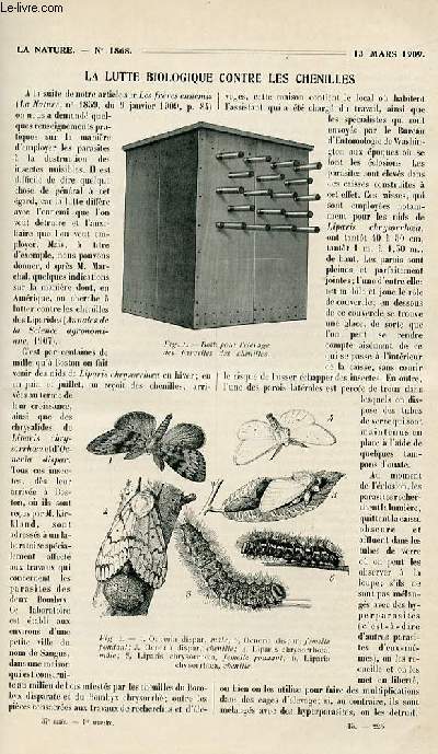 La nature n 1868 - Le Papier de sarment - La Lutte biologique contre les chenilles - une torpille perce cuirasse- Les locomotives compoud et a vapeur surchauffe - La Pierre creuse artificielle - Un Stroscope a Rayon X - La Pche au Baro par J. Boyer