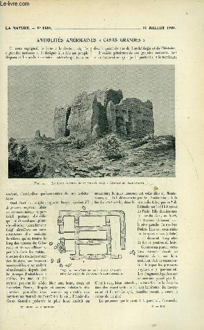 La nature n 1888 - Antiquit Amricaines Casas Grandes - La Photographie a la mcanique - L'institut Arodynamique de Koutchino - par L . Fournier - L'ile de Bogoslov - Les Bains Chauds comme moyen de Forage des plantes