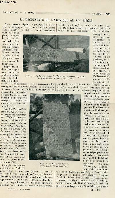 La nature n 1890 - La dcouverte de l'amrique au XVI sicle - Le Drainage de la valle de mexico - L'lctro soudure - Un Curieux systme de train continu - Les Coulisses des grands magasins - Le Bois Fondu - Contre la Grle par A. Troller