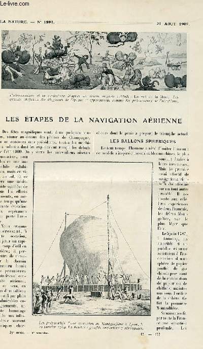 La nature n 1891 - Les Etapes de la navigation arienne, Les ballons sphriques, Les ballons dirigeables, Les machines volantes
