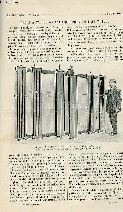 La nature n 1935 - Rgle  calcul gigantesque pour le pari mutuel par Chalmars, Transformation de Paris sous le Second Empire par Forbin, L'alternateur  rsonance en TSF par Villers, Quelques observations  Tnriffe par Mascart