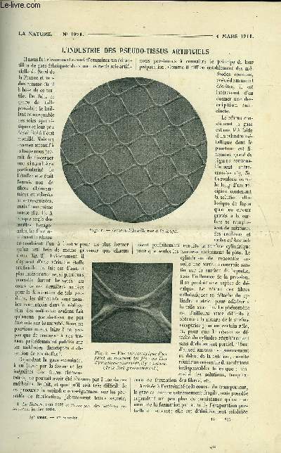 La nature n 1971 - L'industrie des pseudo-tissus artificiels par Chaplet, La mouvelle toile du lzard par Touchet, La peste en Extrme Orient par Burnier, Le gyroscope et l'aroplane par Troller, Le ptrole dans les chaudires marines par Jourdan