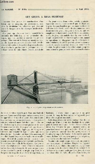 La nature n 1980 - Les grues  bras pivotant par Mriel, Stroscope transpositeur ou Directoscope Balmitgre par Mareschal, L'art du photographe animalier par Forbin, Le vent par Loisel, Pistolet automatique Mannlicher par le Capitaine D, Une universit