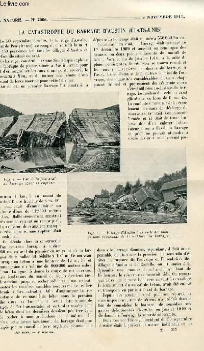 La nature n 2006 - La catastrophe du barrage d'Austin (USA) par Bonnin, Les radiations infra-rouges par Cont, La turbine  vapeur Tesla par Troller, La Chine ancienne et la Chine moderne par Forbin, La motoculture par Doncires, Une pompe  pistons