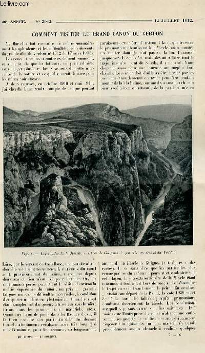 La nature n 2042 - Comment visiter le grand canyon du Verdon, la tlgraphie sans fil  la porte de tout le monde, la destruction des mouches et es moustiques dangereux par de nouveaux moyens, les dragues marines du Canal de Suez, l'observation