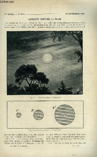 La nature n 2103 - Comment pvoir la pluie par Loisel, L'effort humain: sa valeur dans quelques cas usuels par Bonnin, Les parachutes et l'aviation par Vigneron, Le vol plan de Pgoud, La fertilisation des sols par la strilisation par Rolet