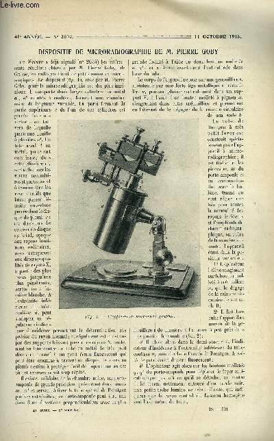 La nature n 2107 - Dispositif de microradiographie de Pierre Goby par Merle, Le canot automobile 