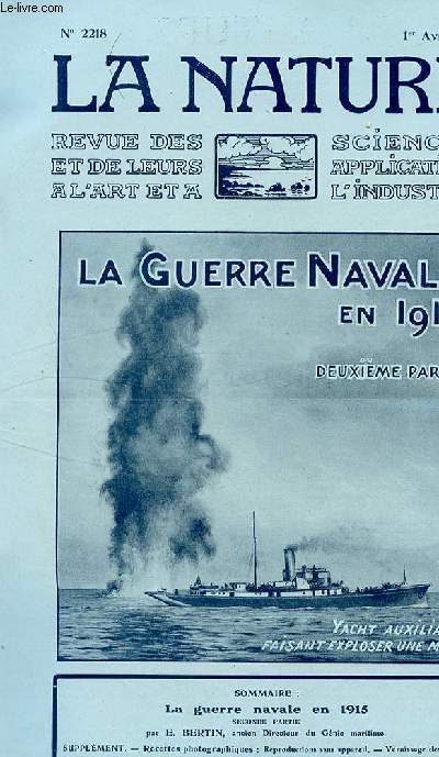 La nature n 2218 - La guerre navale en 1915, 2 partie, par E.Bertin.