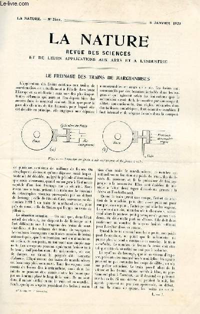 La nature n 2544 - Le freinage des trains de marchandises par Ph.S, La dessication lectrique des fourrages et des vgtaux par Marchand, Crabes d'eau douce et crabes terrestres par Bertin, La 1re exposition de TSF  Paris par Roussel, Les voiturettes