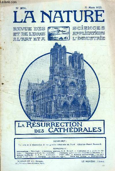 La nature n 2556 - La ruine et la resurrection de nos grandescathdrales du Nord par Charles Henri Besnard.