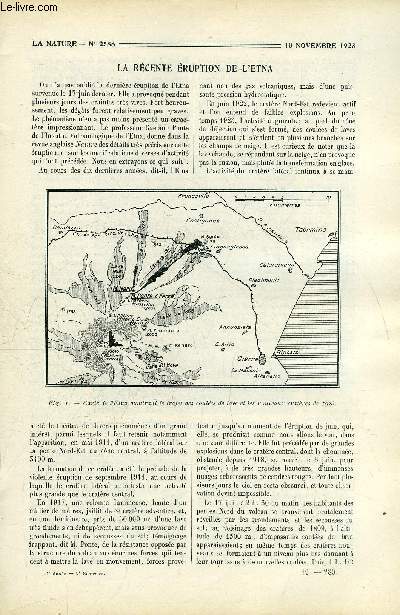 La nature n 2588 - La rcente ruption de l'Etna, Les derniers perfectionnements des phares et des projecteurs de lumire intensive par Marcotte, Un nouveau jardin de Jussieu  Versailles par LP.