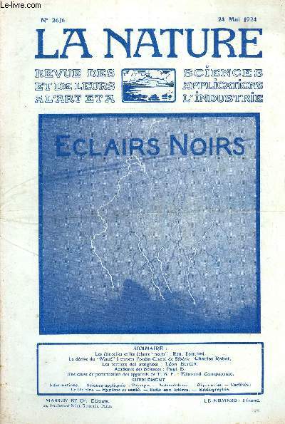 La nature n 2616 - Les tincelles et les clairs noirs par Em. Touchet, La drive du 