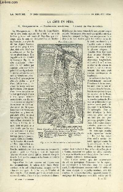 La nature n 2624 - La cote en pril par Ch. Vlain, Les soleils gants II par H.H. Turner, Les tincelles d'acier par Jacques Boyer, Un nouveau systme de gouvernail par Ct Sauvaire Jourdan