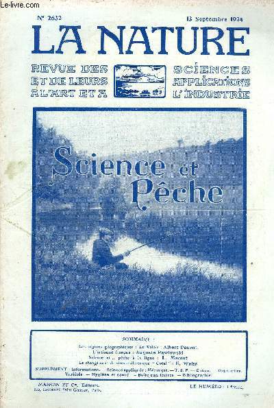 La nature n 2632 - Le Valois par Albert Dauzat, L'artisanat franais par Auguste Pawlowski, Science et pche  la ligne par L. Matout, Le changement de vitesse lectrique Cotal par E. Weiss.