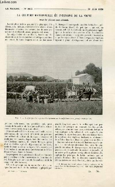 La nature n 2672 - La culture rationnelle et intensive de la vigne par Henri Blin, Les perceurs de coffres-forts et leur outillage par Jacques Boyer, L'volution des dispositifs superhtrodyne et superrgnrateur par P. Hmardinquer.