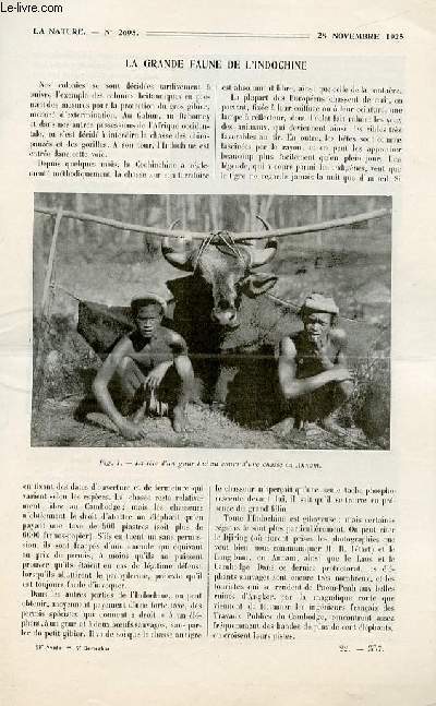 La nature n 2695 - La faune de l'Indochine par V. Forbin, Lesnouvelles locomotives pour trains rapides par Lucien A.H. Pahin, La houille bleue par Auguste Pawlowski, La superhtrodyne par L. Lvy, Le 