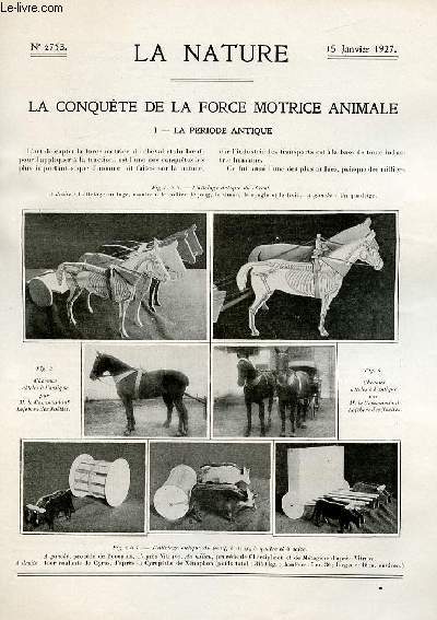 La nature n 2753 - La conqute de la force motrice animale par Cr Lefebvre des Noettes, Le port de Strasbourg par Pierre Winkler, La conservation des units de longueur par Ch. Ed. Guillaume, Les comtes par E. Doublet, Les derniers progrs