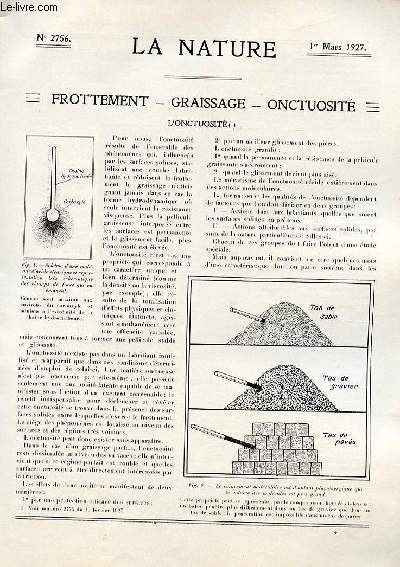 La nature n 2756 - La division des cellules par Dr Max Aron, 25 cadrans solaires sur le mme polydre par Lopold Reverchon, Le caoutchouc (2) par J. Ch. Bongrand, L'acoustique architecturale par A. Troller, Les cratioids par Ren Merle, Les origines