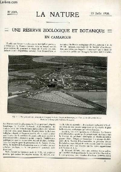 La nature n 2789 - Une rserve zoologique et botanique en Camargue par A. Feuille-Billot, Les hauts voltages dans les tubes  vide par A.T, Les collaborateurs des savants de France par Jacques Boyer, L'essor du moteur  combustion interne  bord