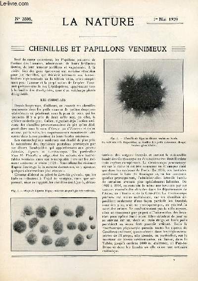 La nature n 2808 - Chenilles et papillons venimeux par Jacques Boyer, La soie artificielle par P.B, Le tirage des chemines par A.B, L'astronomie stellaire par E. Doublet, La pipe de bruyre par Lopold Reverchon, Les volcans de Java par Dr D