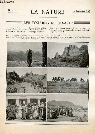 La nature n 2817 - Les touaregs du Hoggar par Lt F. Demoulin, Les cuirasss anglais Nelson et Rodney par Ct Sauvaire Jourdan, Les appareeils de prise de vue amateurs par Andr Bourgain, Le sauvetage des naufrags par Ct Sauvaire Jourdan, La nbalie