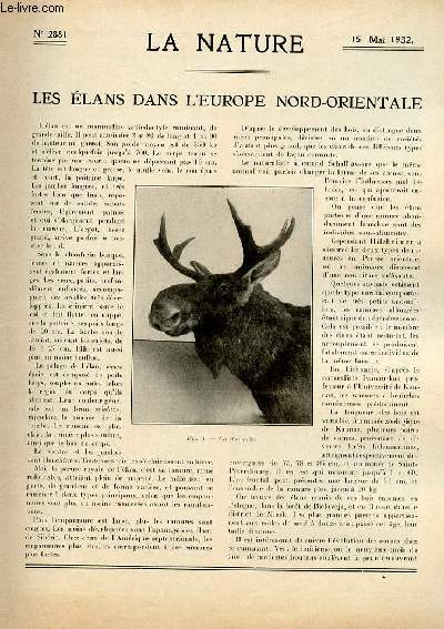 La nature n 2881 - Les lans dans l'Europe orientale par Jean Mauclre, Le gisement du Sinanthropus  Chou-Kou-Tien, La fabrication en srie des autos en France par Jacques Boyer, Les nouveaux laboratoires de la tuberculose  l'Institut Pasteur par A.B