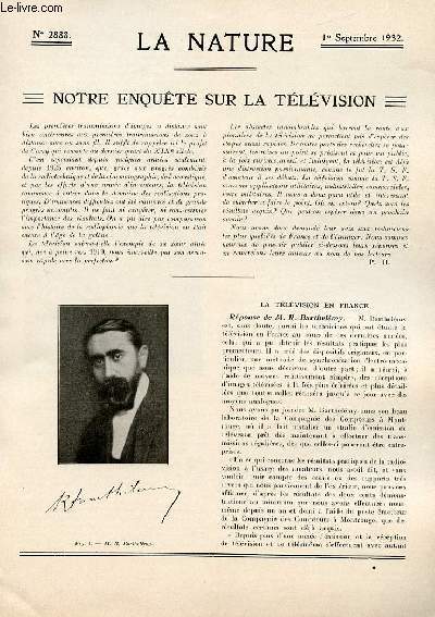 La nature n 2888 - Les progrs et les transformations du radio-reportage par P. Hmardinquer, Les applications des ondes ultra-courtes par D. Jussieu, Le nouveau transmetteur de Berlin  ondes ultra-courtes par Dr A. Gradenwitz, Le droit des auditeurs
