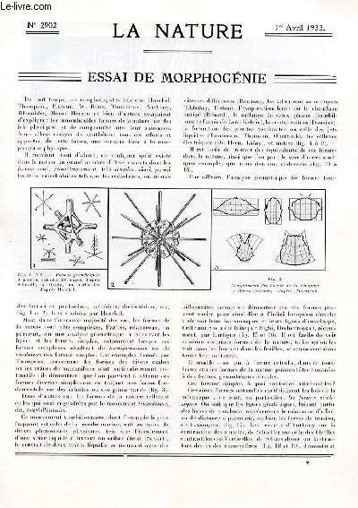 La nature n 2902 - Morphognie par Dr W. Kopaczewski, le Dunkerque par Ct Sauvaire Jourdan, Propane et butane par R. Villers, Hydrogense arienne et terrestre par Dr E. Pasteur, Le Visiola Brami par Andr Bercy, Dtection automatique des incendies