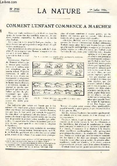 La nature n 2980 - Comment l'enfant comence  marcher par Magne de la Croix, Les machines  statistiques par Vigneron, La lutte contreles insectes des grains ensils par Boyer, Rpartition des centres principaux de production et de consommation