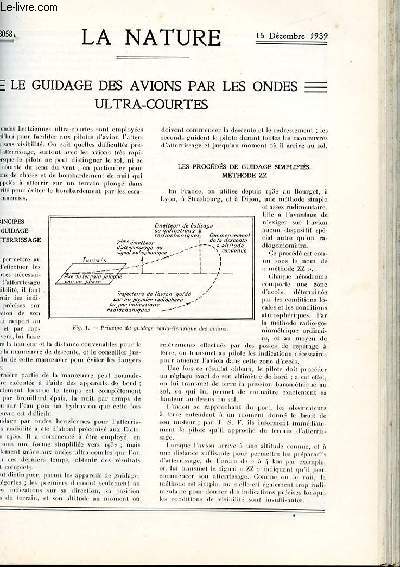 La nature n 3058 - Le guidage des avions par les ondes ultra-courtes - Les Transmutations de l'uranium et l'utilisation de l'energie intra atomique - Les plus curieux champignons de France L'exploration du fond des mers - La destruction de l'oxyde